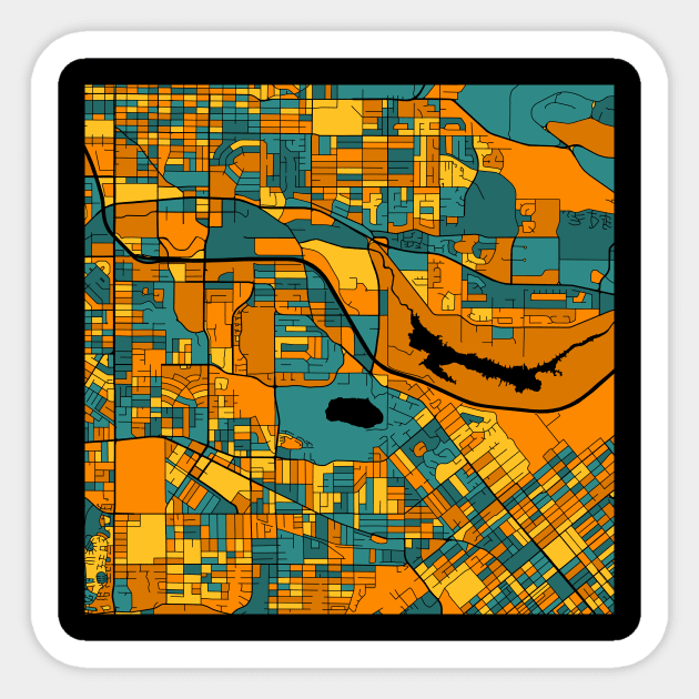 Burnaby Map Pattern in Orange & Teal Sticker by PatternMaps